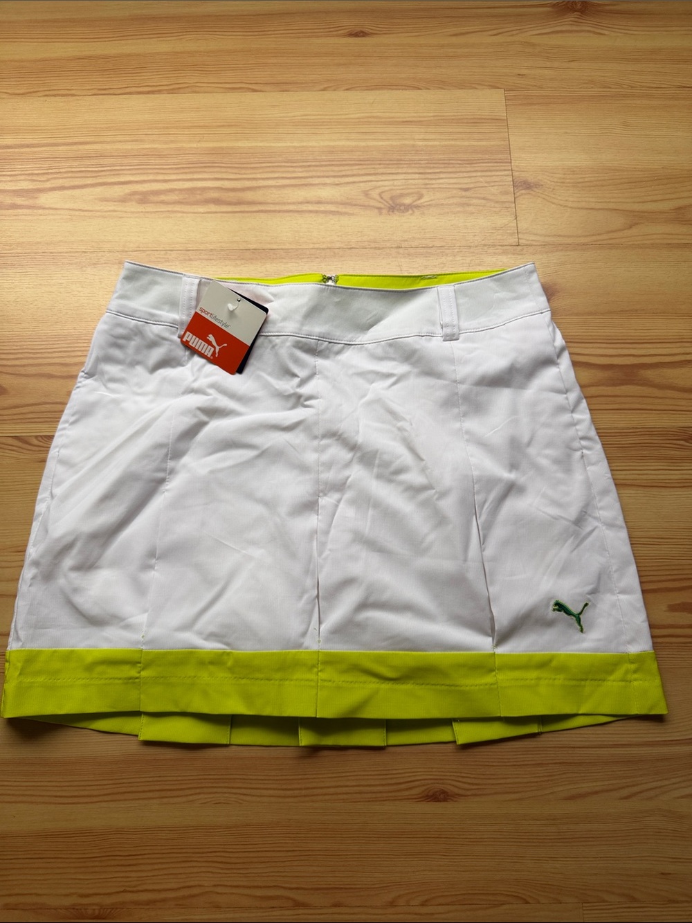 Puma White Skort with Neon Yellow Trim